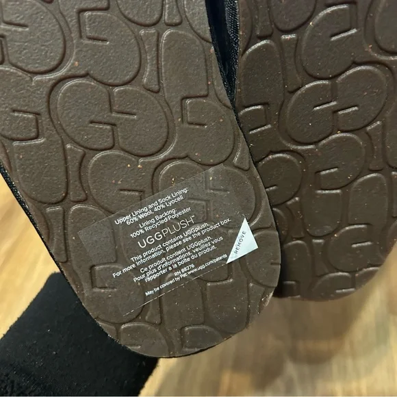 UGG black suede wool slippers slides slip on shoes women’s 8 new in box - Picture 6 of 9